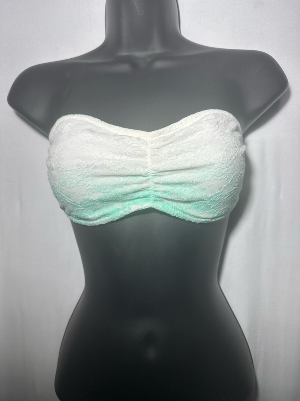 Victoria's Secret MED  White to Aqua Ombré Lace Bandeau Coquette BoHo Chic